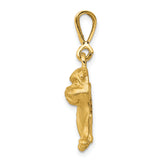 14K Gold Bulldog Pendant for Men with Brushed Diamond-Cut Finish